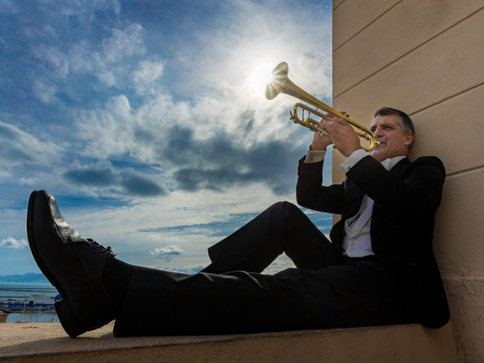 ritratto realizzato al Bastione di Cagliari di un musicista del conservatorio